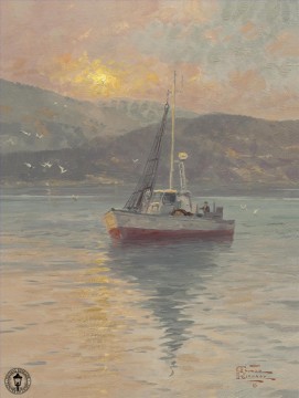 Thomas Kinkade Painting - Amanecer Mar de Galilea Thomas Kinkade